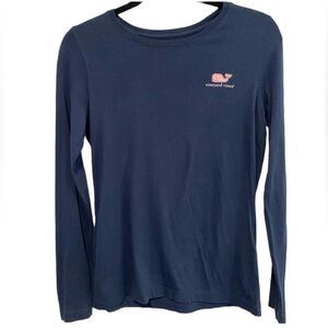 Vineyard Vines Long Sleeve Navy Blue Pink Whale T-Shirt Size X Small Pim…
